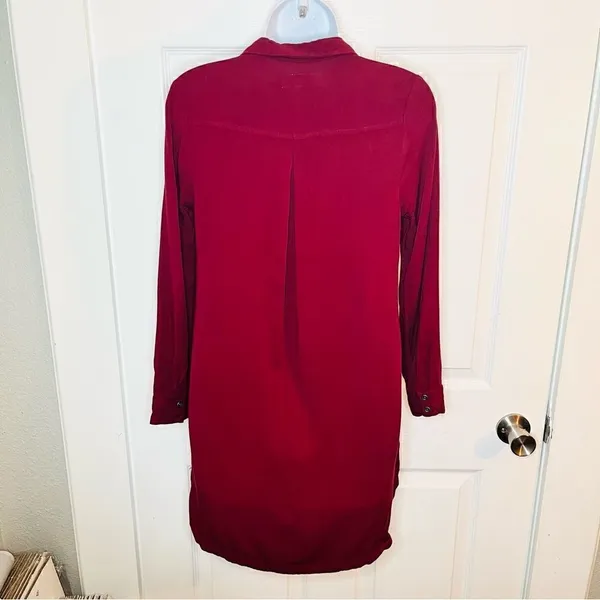Old Navy Half Button Down Tunic Shirt Dress Pinot Maroon Red S - Image 4