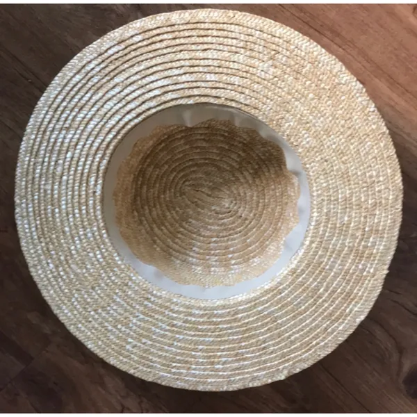 Bride Custom Wicker Straw Hat w/ Black Bow Hand Painted Vynl - Image 11