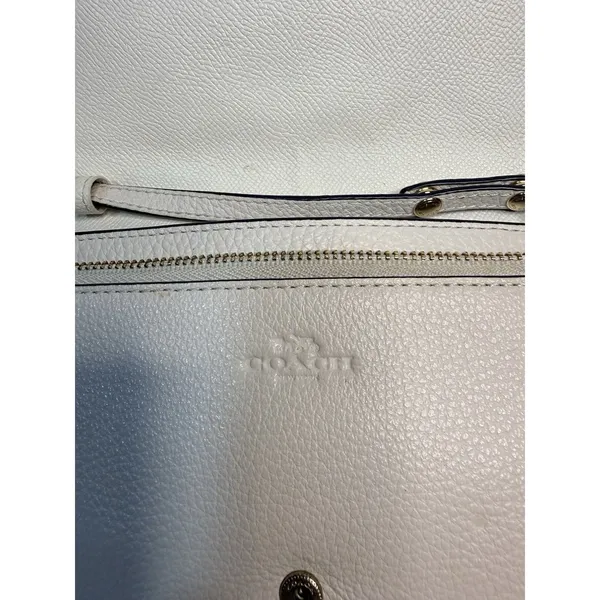 Small Coach Ivory Pebbled Logo Crossbody Detachable Strap Gold - Image 8