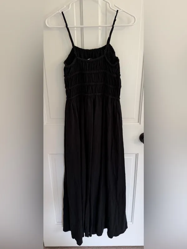 American Eagle Black Smocked Cotton Maxi Dress Adjustable Straps‎ Boho - Image 2