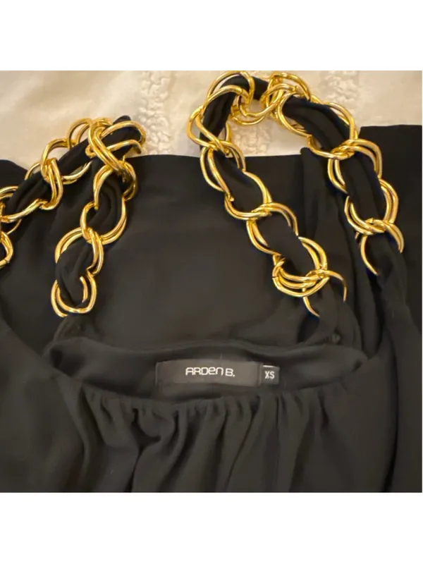 Arden B Black dress with gold chain straps - Image 6
