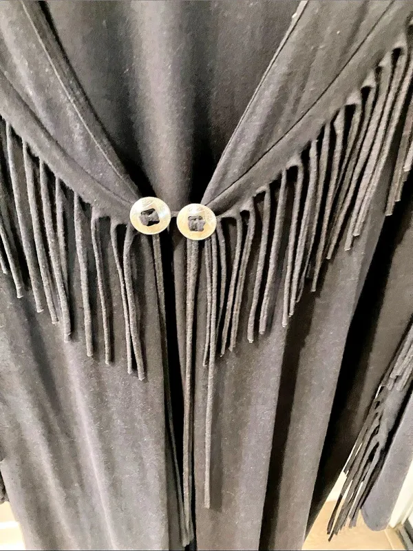 Wrangler Fringe Black silver concho boho longline cowgirl western chic - Image 6
