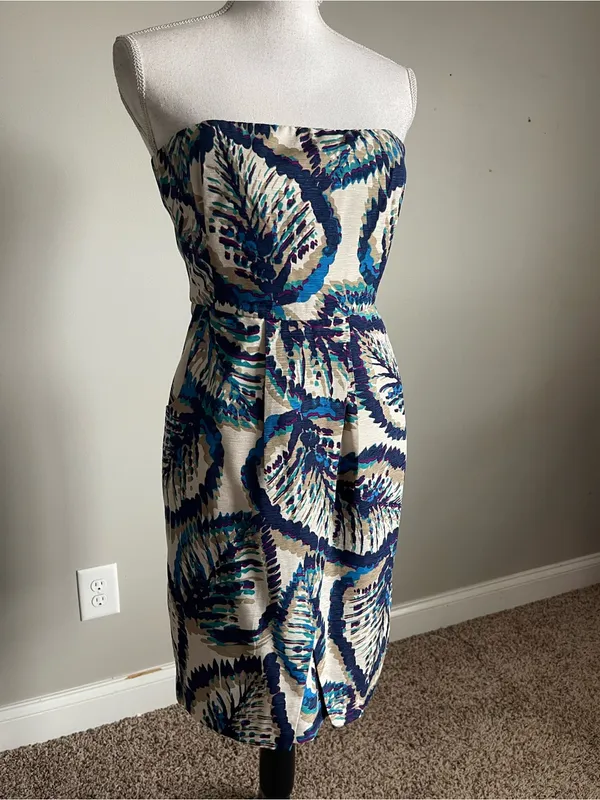 BANANA REPUBLIC FACTORY | Silk Blend Strapless Printed Dress Sz 0 - Image 3