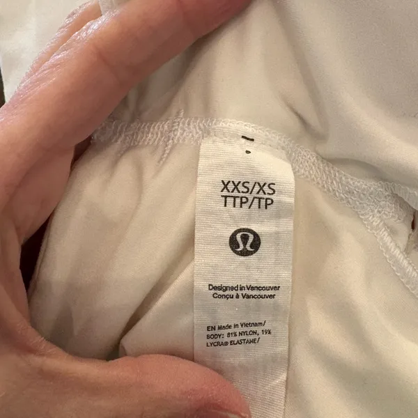 Lululemon White Longline Racerback Sports Bra Built-In Cups XXS/XS - Image 4