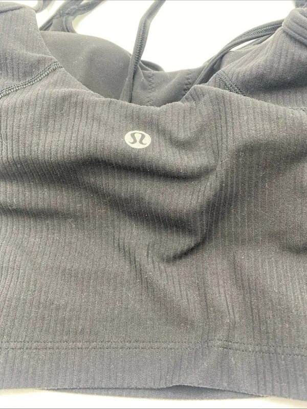 Lululemon Womens Align Strappy Cropped Tank Black Ribbed Yoga Top LW1EF6S Size 2 - Image 3