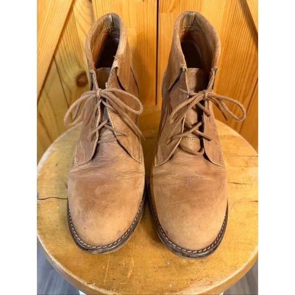 Steve Madden Jasperr Cognac Leather Lace Up Booties Womens 9 Stacked Heel - Image 2