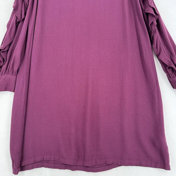 YYoung Fabulous and Broke Kaitlin Ruffle Cold Shoulder Cutouts Dress Plum Size L - Image 8