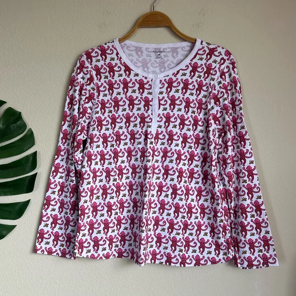 Roller Rabbit Women's Henley Monkey Print Pajama Top - Image 4
