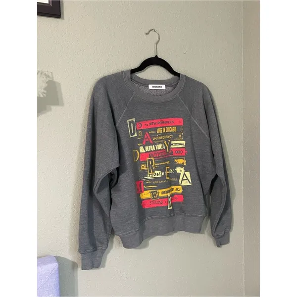 Daydreamer Music Head Shrunken Raglan Sweatshirt Size XS Green Gray - Image 3