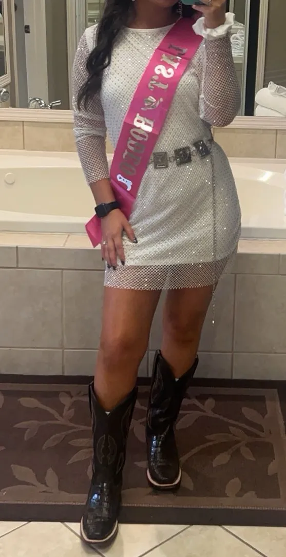 White Rhinestone Dress Size XS - Image 2