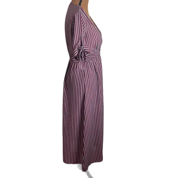 Urban Outfitters Plunging short sleeve striped empire waist midi shirt dress S - Image 5