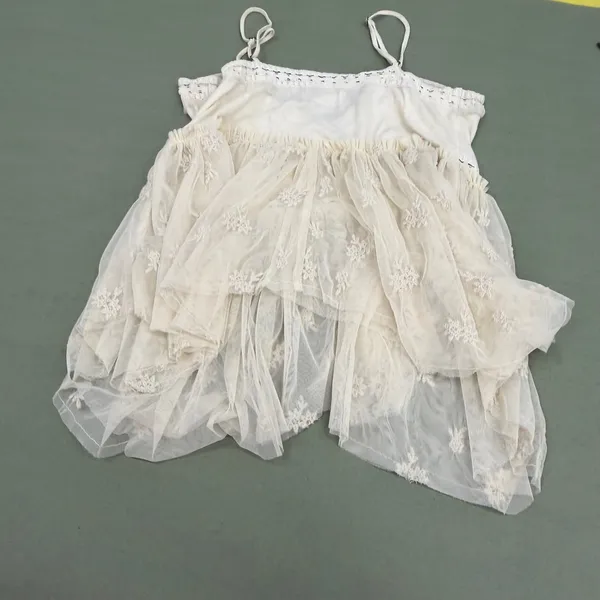 Lucky Brand Cream Embroidered Mesh Lace Trim Boho Camisole Top Medium - Image 5
