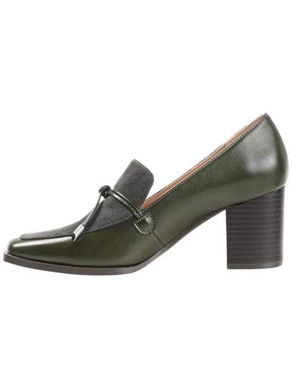 NWT Journee Collection Womens Crawford Block Heel Loafer Pumps Olive Green 7M - Image 2
