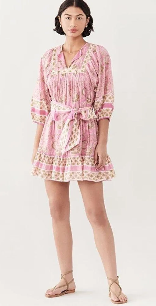 💕CLEOBELLA💕 Magdalena Mini Dress ~ Pink Wildflower Block Print Medium M NWT - Image 4