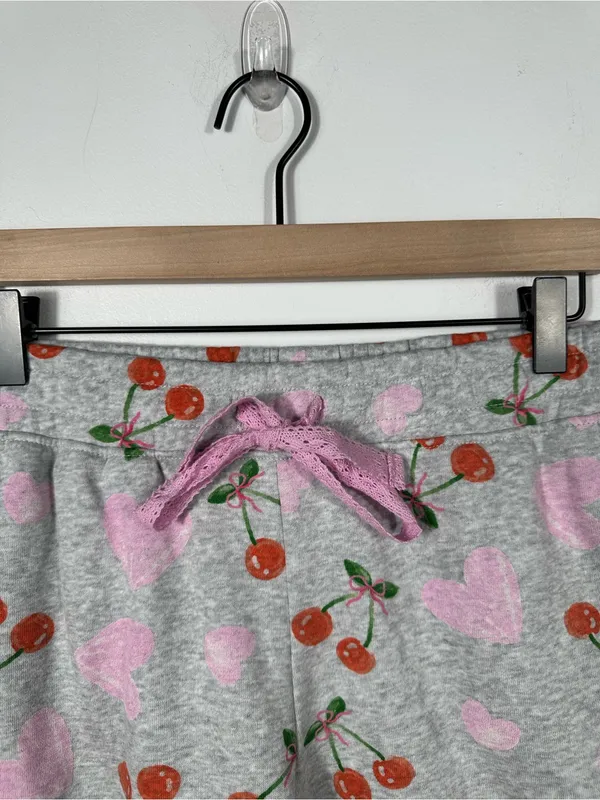 Zoe + Liv Lounge Pajama Pants Cherry‎ Heart Print Gray Women’s Size Small - Image 6