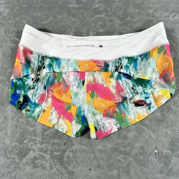 Lululemon Speed Up Low Rise Lined Shorts 2.5" No Limits White Multi Womens 12 - Image 9