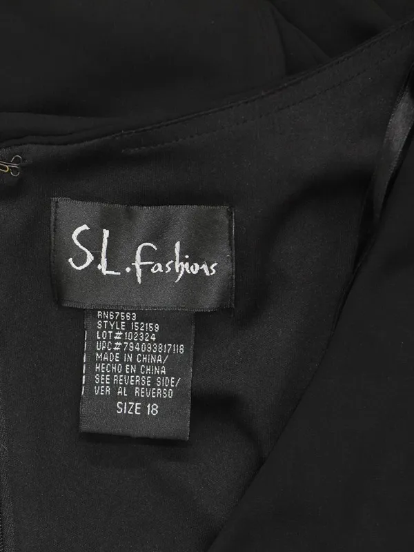 S.L. Fashions Satin Trim Sequin Embellished Dress Black 18 - Image 3