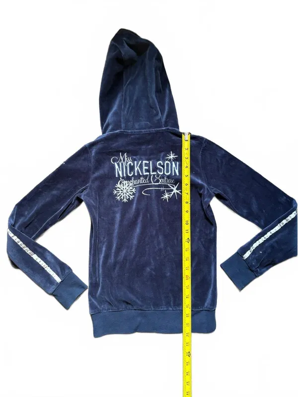 Miss Nickelson Enchanted Couture Velour Hoodie Y2K McBling Embroidered Navy - Image 6