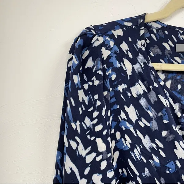 Classiques Entier Blue Abstract Print Silk Long Sleeve Boho Blouse Womens M - Image 2