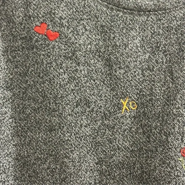 Lou & Grey Women's Gray Heart‎ Emoji Fleeceback Crew Neck Sweatshirt Size L - Image 5