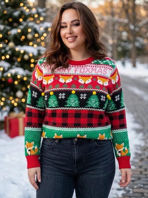 Urban Heritage Foxy Ugly Christmas Chunky Sweater Womens XL Holiday Party Event - Image 13
