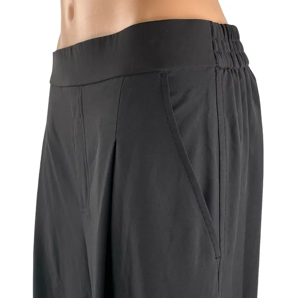 Women's Black High Waisted Pull On Wide Leg Baggy Career Trousers Pants Size 30 - Image 2