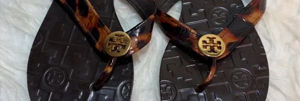 Tory Burch Brown Leather Leopard Print Flats Soles 8.5 Caroline 2 Ballet - Image 4