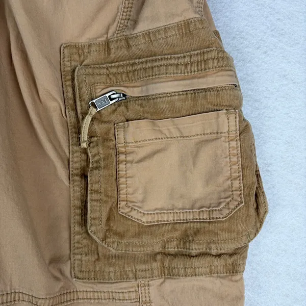 VTG Abercrombie & Fitch Paratrooper Cargo Pants Women's 0 Tan Low Rise Satin Y2K - Image 10