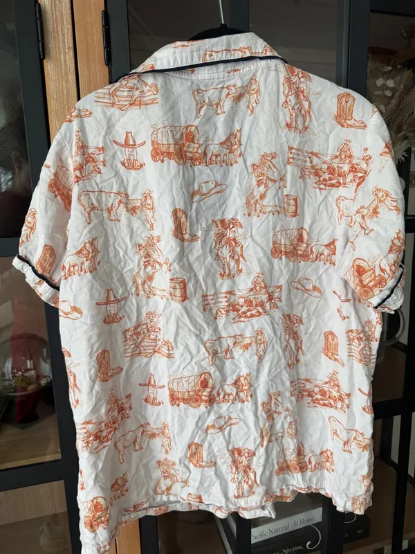 Katie Kime Rodeo Toile print Pajamas top shirt Houston HLSR western Texas - Image 2