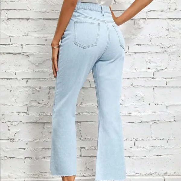 Essnce Solid Raw Hem Jeans Size 26 ( US 2) Blue - Image 4