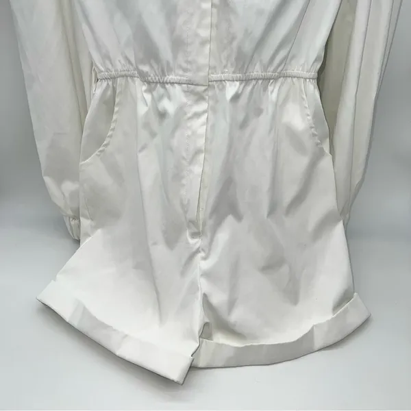 Rêveuse White Long Sleeve Romper Cuffed Shorts w/Tassel End Rope Belt-Size M - Image 6