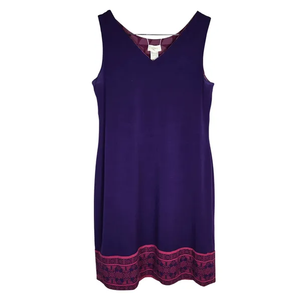 Magnolia Grace Perissa Reversible Knit Dress Purple Geometric Sleeveless M - Image 3