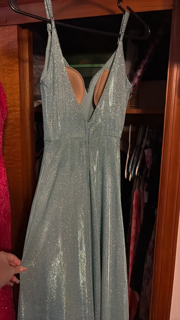 Teal/Blue Prom Dress Blue Size 0 - Image 4