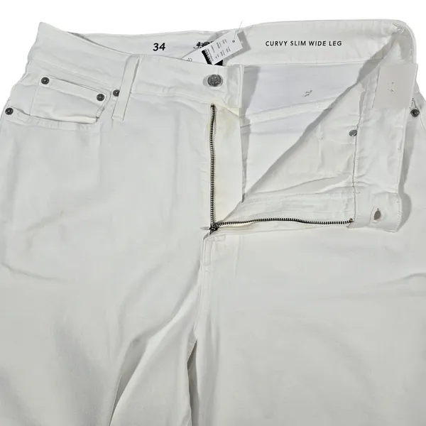 J.Crew Curvy Slim Wide Leg Jeans‎ White Denim High Rise BX828 Size 34 NEW - Image 3