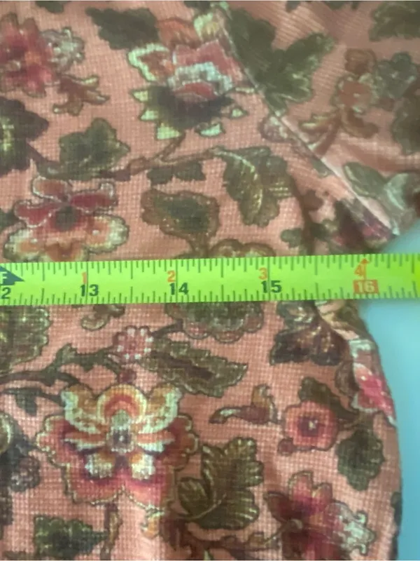Sundance floral orange 3/4 sleeve waffle knit Henley top‎ small cotton twilight - Image 6