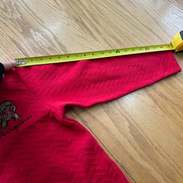 Champion Maryland Terrapins Women's Small 1/4 Zip 3/4 Sleeve Pullover Red‎ Knit - Image 9