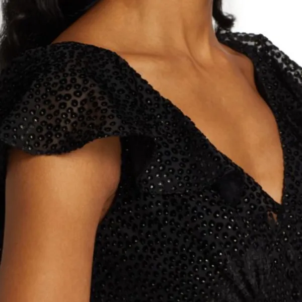 ML monique Lhuillier‎ velvet ruffle dress 8 - Image 3