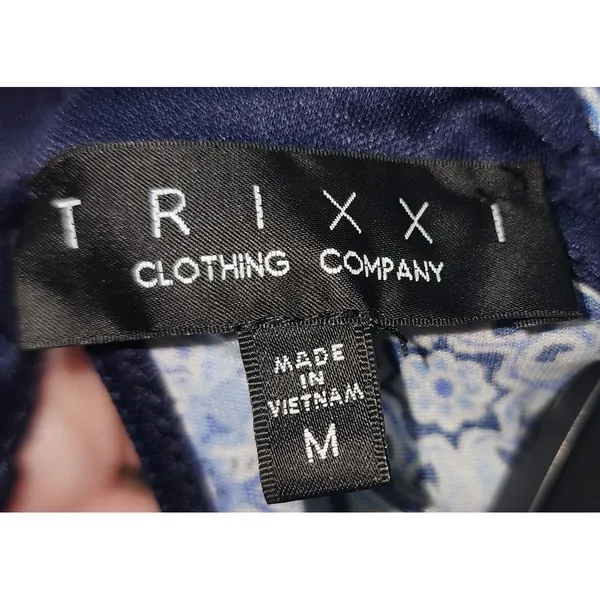 Trixxi Halter‎ Dress Sleeveless Casual Blue White Patterned Dress Size M - Image 3