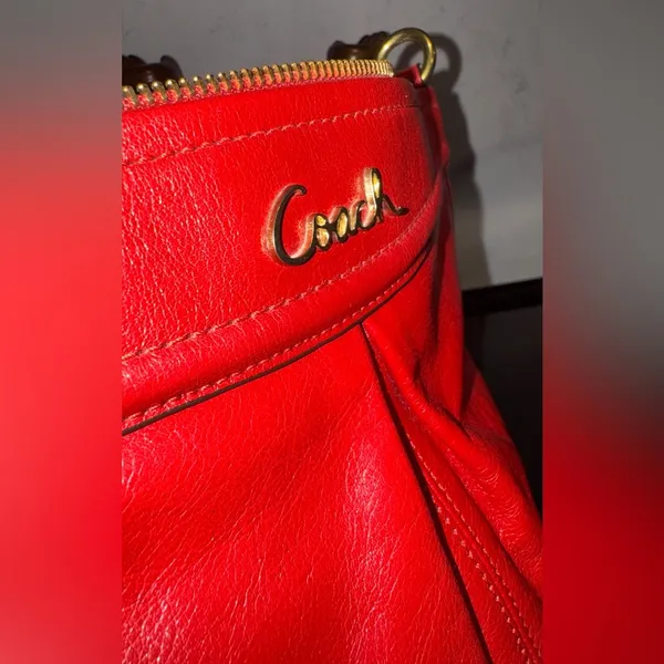 Pristine COACH Ashley Red Leather Hobo Bag F20114 | Y2K Convertible Crossbody - Image 14