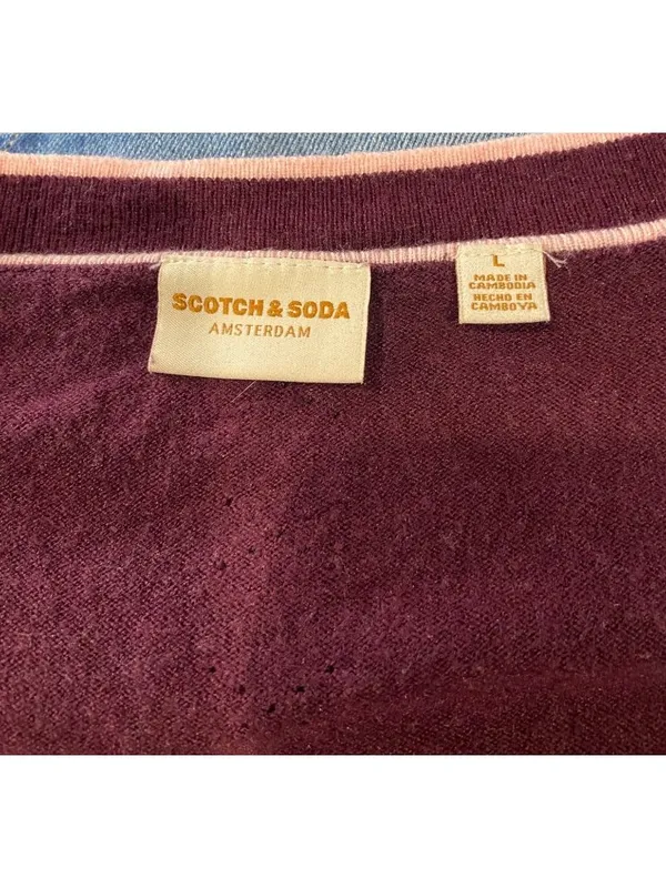 Scotch & Soda Classic Long Sleeve Cardigan Burgundy Size L Classic Preppy Fall - Image 4