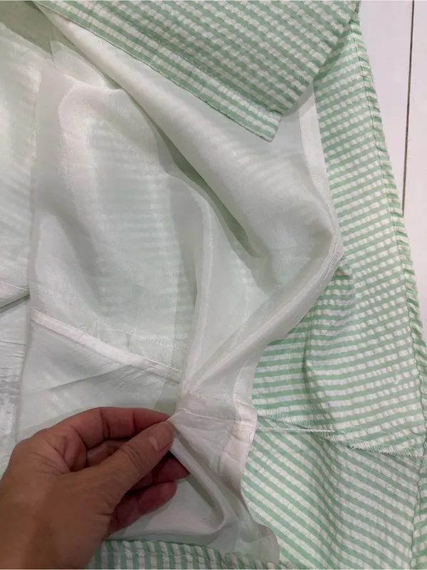 Spenser Jeremy Sleeveless Green Seersucker Button-Front Dress - Image 10