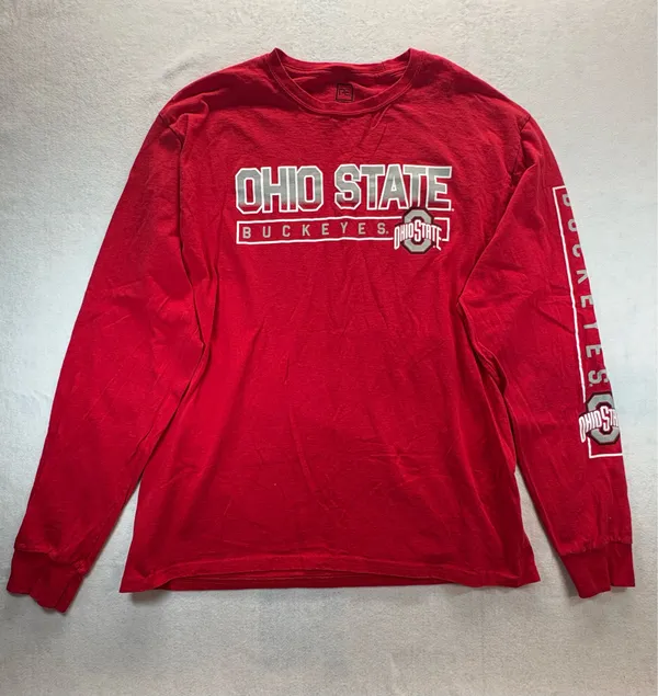 Ohio State Buckeyes Long Sleeve Shirt Mens Large Red ProEdge OSU Graphic Tee - Image 2