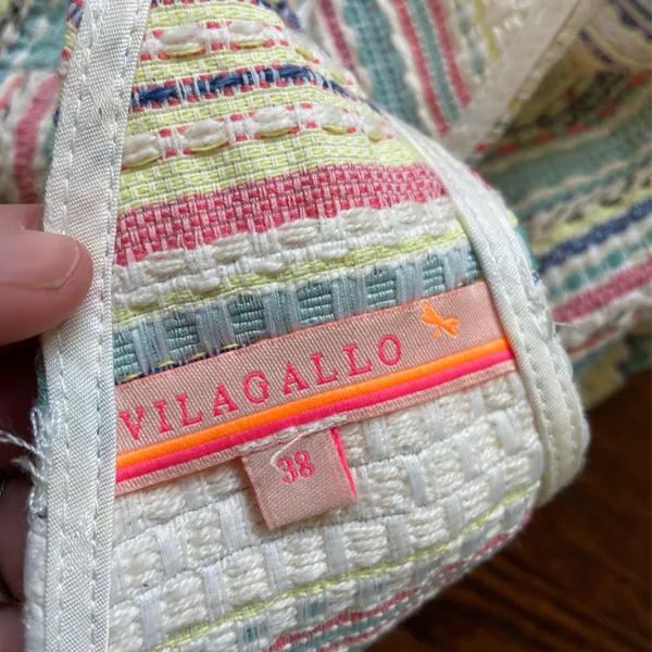 Vilagallo EUC Multicolored tweed shift dress Summer tweed textured V back Blue Size 4 - Image 5