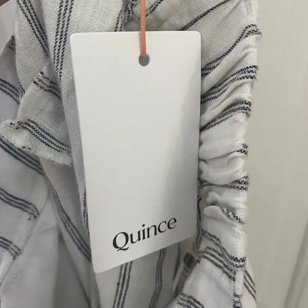 NWT Quince European Linen Women 8 Wide Leg Pant Oatmeal Stripe Eco Coastal - Image 4