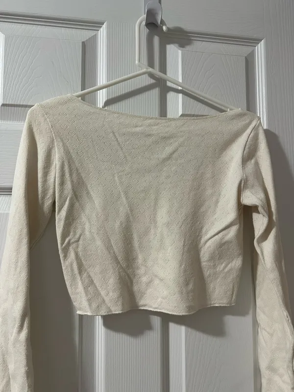 Brandy Melville Heart Eyelet Long Sleeve - Image 2