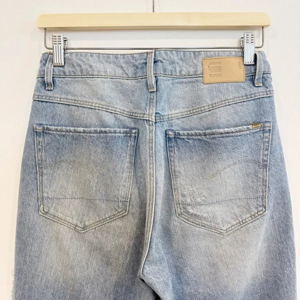 G Star Raw 3301 Jeans Size 28 Blue High Waist‎ Frayed Straight Crop Alternative - Image 11