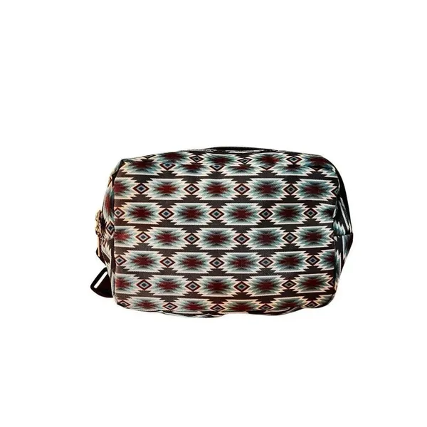 SHOWMAN AZTEC NYLON BELT BAG - GRAY/BROWN/BLUE Fanny Pack - Image 2