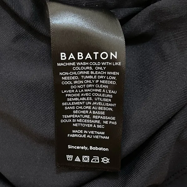 Aritzia Babaton black side ruched short sleeve bodycon dress women’s size M - Image 5