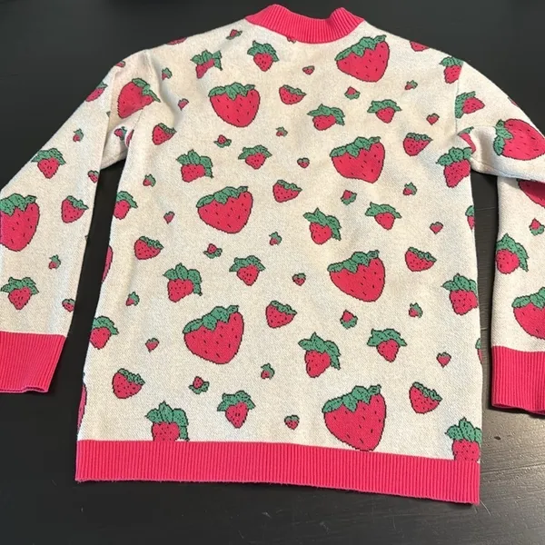 Disney Pixar Latso Strawberry Patterned Cardigan‎ with Pink Trim - Image 5