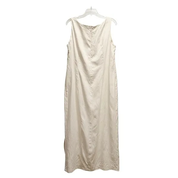 Hilo Hattie Hawaii‎ Silk Jacquard Pineapple Maxi Dress Cream Ivory Sleeveless 18 - Image 2